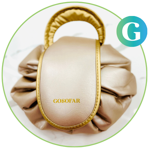 gold makeup bag px green circle big g